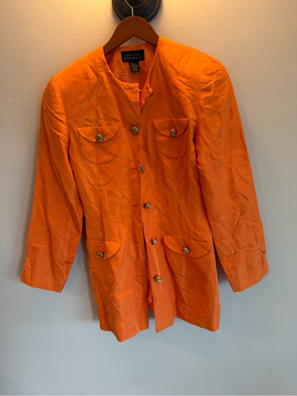 Express Women's Orange Button-Front Jacket XS - Picture 3 of 4